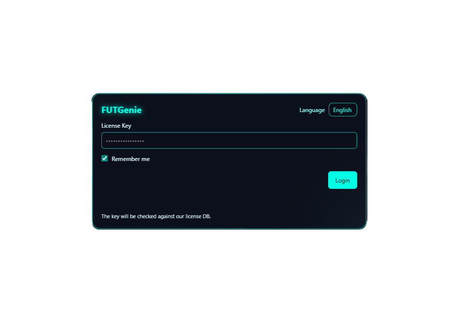 FUTGenie License Login UI